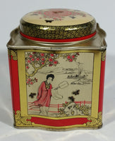 Chung Nam Tea Co. Ltd. Chinese Tea Pu Li Tea Red and Gold Scenic Butterfly Metal Tin Container - Treasure Valley Antiques & Collectibles