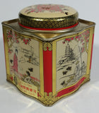 Chung Nam Tea Co. Ltd. Chinese Tea Pu Li Tea Red and Gold Scenic Butterfly Metal Tin Container - Treasure Valley Antiques & Collectibles