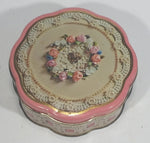 Vintage 1981 Avon Valentine's Day Pink Floral Flower Decor Sweets Chocolates Metal Tin Container