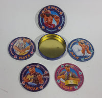 1994 Camel Joe's Smoke Cigarettes Round Set of 4 Coasters in Tin Container - Tobacciana Collectible