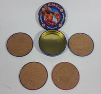 1994 Camel Joe's Smoke Cigarettes Round Set of 4 Coasters in Tin Container - Tobacciana Collectible