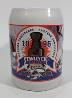 Rare 1996 NHL Ice Hockey Stanley Cup Championship Colorado Avalanche White Ceramic Beer Stein Mug Sports Collectible