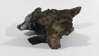 Wolves Wolf Head Coming Out Of A Log Resin Wildlife Sculpture