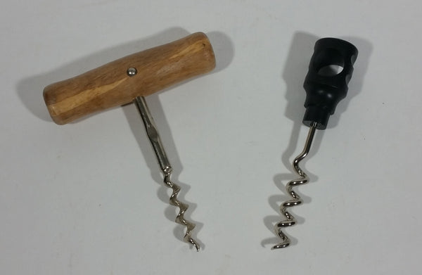 Pair of Wine Corkscrews One Wooden Handle One Plastic Handle - Treasure Valley Antiques & Collectibles