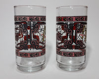 Set of 2 McDonald's Coca-Cola Coke Soda Pop Faded Red (Now Pink) Stained Glass Drinking Cups - Treasure Valley Antiques & Collectibles