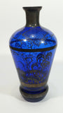 Antique 19th Century Cobalt Blue Decanter set with Decorative Silver Motif