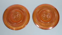 Very Beautiful Pair of Vintage Iridescent Orange Carnival Glass Plates