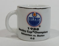 NHL Stanley Cup Crazy Mini Mug Edmonton Oilers 1988 Champs W/ Opponent & Score - Treasure Valley Antiques & Collectibles