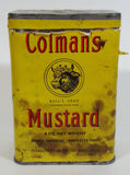 Vintage Colman's Mustard Bull's Head Yellow Tin Spice Container 8 oz Colman Foods of Norwich England - Treasure Valley Antiques & Collectibles