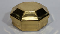 1970s Brass Octagon Shaped Trinket Box Red felt-lined - Treasure Valley Antiques & Collectibles