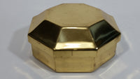 1970s Brass Octagon Shaped Trinket Box Red felt-lined - Treasure Valley Antiques & Collectibles