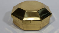 1970s Brass Octagon Shaped Trinket Box Red felt-lined - Treasure Valley Antiques & Collectibles