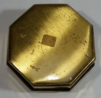 1970s Brass Octagon Shaped Trinket Box Red felt-lined - Treasure Valley Antiques & Collectibles