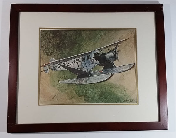 Vintage 1970s CP Canadian Pacifc Air Through The Years CF-AWR Float Plane Aircraft 22" x 18" Wooden Framed Print By Robert Banks