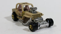 2010 Hot Wheels Race World Jungle Custom '42 Jeep CJ-2A Beige Tan Die Cast Toy Car Vehicle - Treasure Valley Antiques & Collectibles