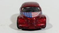 2002 Hot Wheels Star Spangled Chrysler Pronto Red USA Flag Draped Die Cast Toy Car Vehicle