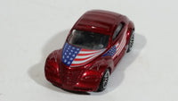 2002 Hot Wheels Star Spangled Chrysler Pronto Red USA Flag Draped Die Cast Toy Car Vehicle