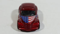 2002 Hot Wheels Star Spangled Chrysler Pronto Red USA Flag Draped Die Cast Toy Car Vehicle