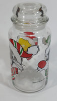 1994 Warner Bros. Looney Tunes Bugs Bunny, Tweety Bird, Sylvester The Cat Cartoon Characters Christmas Themed Glass Jar With Lid - Treasure Valley Antiques & Collectibles