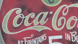 Coca-Cola Coke Soda Pop Beverage At Fountains 5¢ In Bottles Galvanized Metal Dish