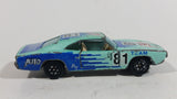 Vintage Yatming Dodge Charger Teal Blue #81 Auto Team No. 1081 Die Cast Toy Car Vehicle with Opening Doors - Made in Hong Kong