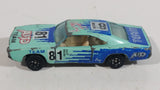 Vintage Yatming Dodge Charger Teal Blue #81 Auto Team No. 1081 Die Cast Toy Car Vehicle with Opening Doors - Made in Hong Kong
