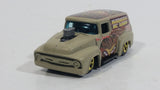 2005 Hot Wheels Pin Hedz '56 Ford Truck Flat Brown Beige Die Cast Toy Car Hot Rod Vehicle with Opening Hood