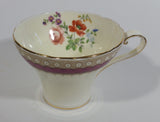 Antique c. 1934 Aynsley Bone China Maroon Red and Gold Floral Tea Cup & Saucer Set - Rare Mixed Flower Pattern