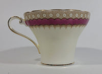 Antique c. 1934 Aynsley Bone China Maroon Red and Gold Floral Tea Cup & Saucer Set - Rare Mixed Flower Pattern