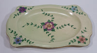 Beautiful 1954 Johnson Bros. Hand Painted Victorian Pattern Light Green with Pink, Purple, Blue Flowers Fine China Serving Platter - Signed J. Greenhow