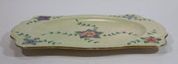 Beautiful 1954 Johnson Bros. Hand Painted Victorian Pattern Light Green with Pink, Purple, Blue Flowers Fine China Serving Platter - Signed J. Greenhow