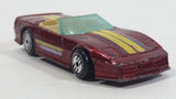 1989 Hot Wheels Speed Fleet Custom Corvette Convertible Dark Red Die Cast Toy Car Vehicle