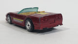 1989 Hot Wheels Speed Fleet Custom Corvette Convertible Dark Red Die Cast Toy Car Vehicle