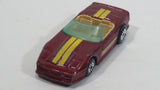 1989 Hot Wheels Speed Fleet Custom Corvette Convertible Dark Red Die Cast Toy Car Vehicle