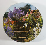 Vintage Pretty "English Garden" Flower Garden Themed Round Pink Tin Metal Container