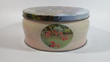 Vintage Pretty "English Garden" Flower Garden Themed Round Pink Tin Metal Container