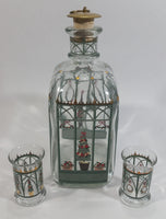 Holmegaard Juleflaske Christmas Themed Clear Glass Decanter Bottle with 2 Glasses