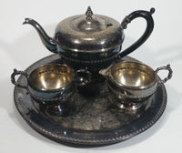 Antique Viking Plate Silver E.P. Copper Tea Serving Set with Tray, Teapot, Creamer and Sugar - 4 Piece Set - Made in Canada