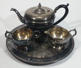 Antique Viking Plate Silver E.P. Copper Tea Serving Set with Tray, Teapot, Creamer and Sugar - 4 Piece Set - Made in Canada