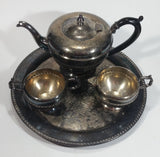 Antique Viking Plate Silver E.P. Copper Tea Serving Set with Tray, Teapot, Creamer and Sugar - 4 Piece Set - Made in Canada