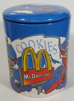 Rare 2002 McDonald's Restaurants Ceramic Round Canister Shaped Sky Blue Cookie Jar