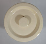 Cream White with Thin Brown Stripe 6 1/2" Tall Ceramic Crock Pot with Lid