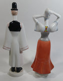 Vintage Aquincum Made In Hungary Man and Woman Couple Hand Painted 10" Tall Porcelain Figurines Set
