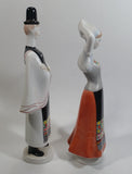 Vintage Aquincum Made In Hungary Man and Woman Couple Hand Painted 10" Tall Porcelain Figurines Set