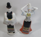 Vintage Aquincum Made In Hungary Man and Woman Couple Hand Painted 10" Tall Porcelain Figurines Set