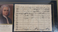 Rare Antique Johann Sebastian Bach Framed Hand Written Music Sheet and Photo - "In Allen Meinen Taten"