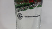 1991 Anheuser-Busch Budweiser Beer Clydesdale Horses 7 1/2" Tall Glass Cup Collectible