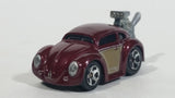 2010 Hot Wheels Volkswagen Beetle (Tooned) Metalflake Dark Red Die Cast Toy Car Vehicle