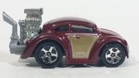 2010 Hot Wheels Volkswagen Beetle (Tooned) Metalflake Dark Red Die Cast Toy Car Vehicle