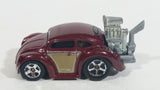 2010 Hot Wheels Volkswagen Beetle (Tooned) Metalflake Dark Red Die Cast Toy Car Vehicle